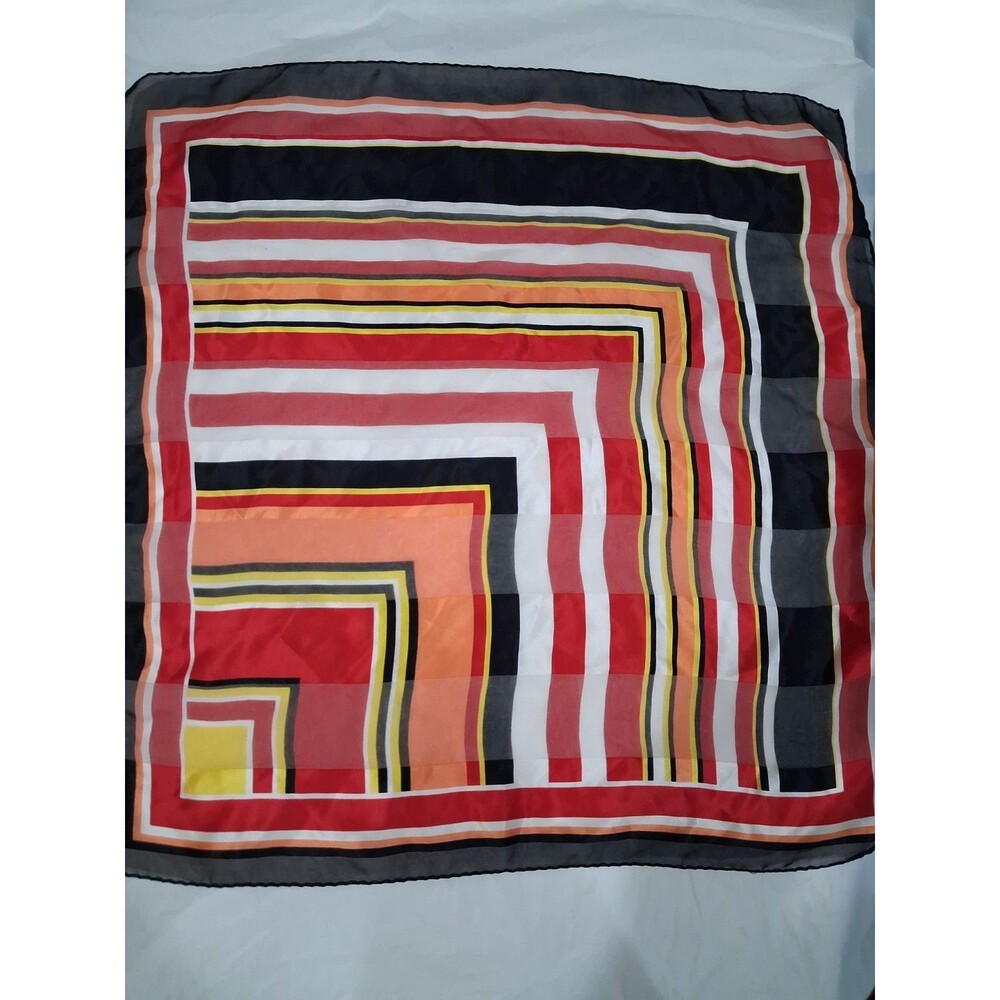 Vintage Italian Silk Scarf, Vibrant Colors, Rolled Edge, 20x20 Inch